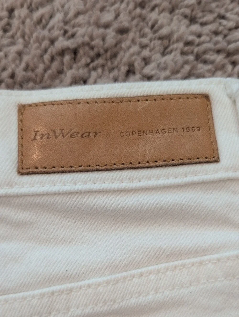 White Cotton Blend Straight Mini Skirt
